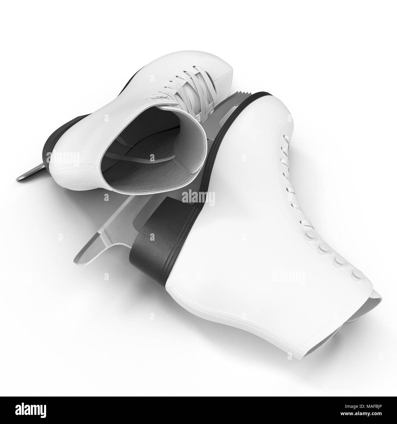 Figure skates blanc isolé sur blanc. 3D illustration, clipping path Banque D'Images Figure skates blanc isolé sur blanc. 3D illustration, clipping path Banque D'Images