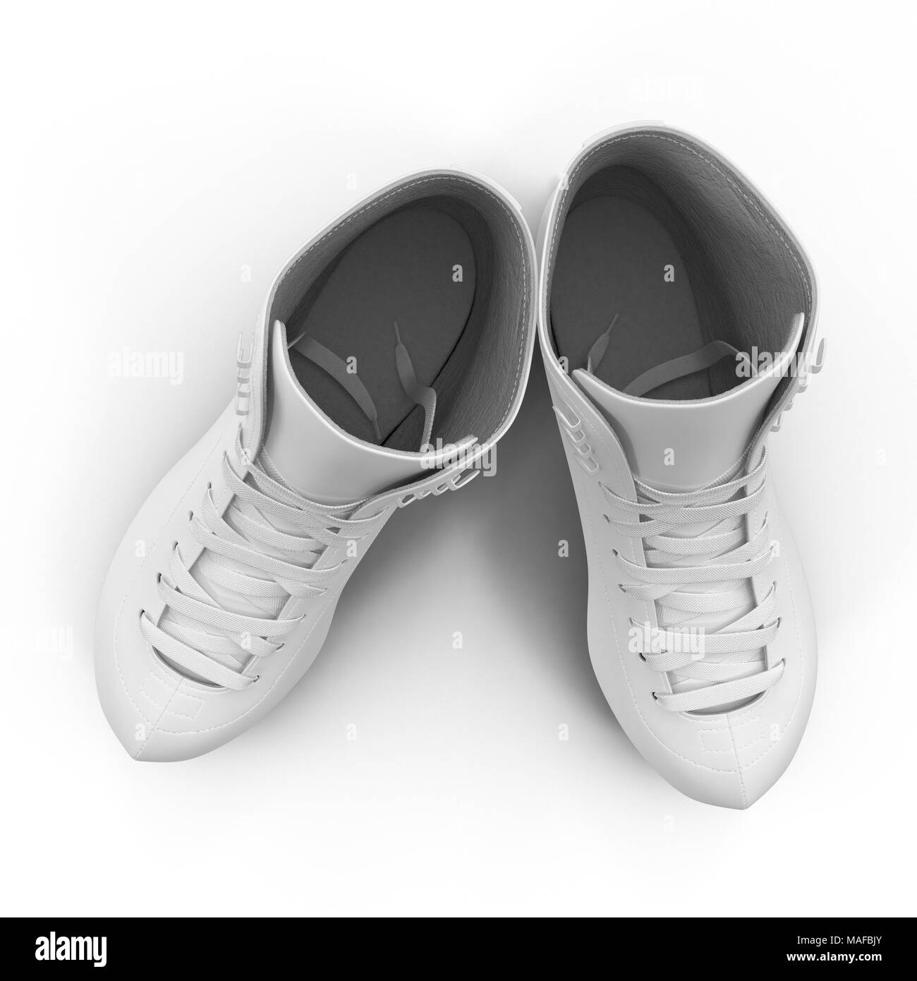 Figure skates blanc isolé sur blanc. 3D illustration, clipping path Banque D'Images Figure skates blanc isolé sur blanc. 3D illustration, clipping path Banque D'Images