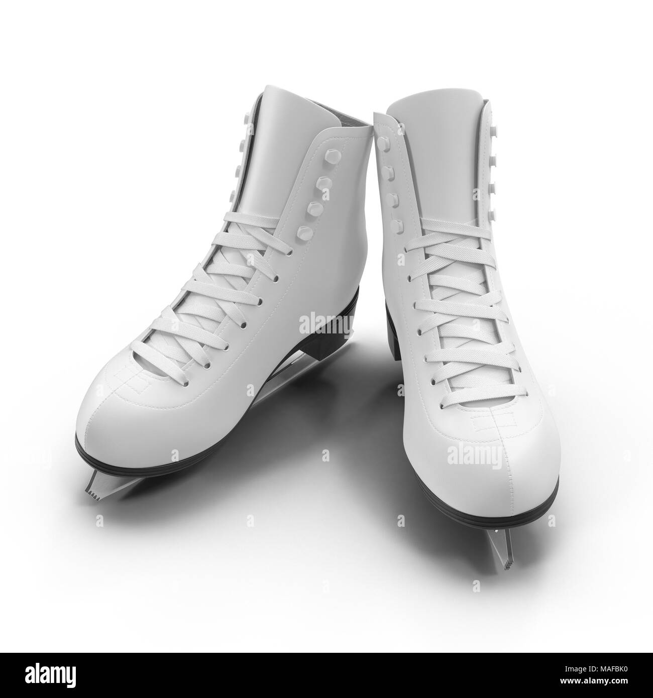 Figure skates blanc isolé sur blanc. 3D illustration, clipping path Banque D'Images Figure skates blanc isolé sur blanc. 3D illustration, clipping path Banque D'Images