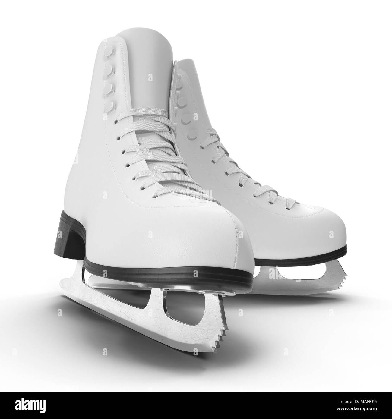 La paire de patins à glace blanc pour les filles, isolé sur fond blanc. 3D illustration, clipping path Banque D'Images La paire de patins à glace blanc pour les filles, isolé sur fond blanc. 3D illustration, clipping path Banque D'Images
