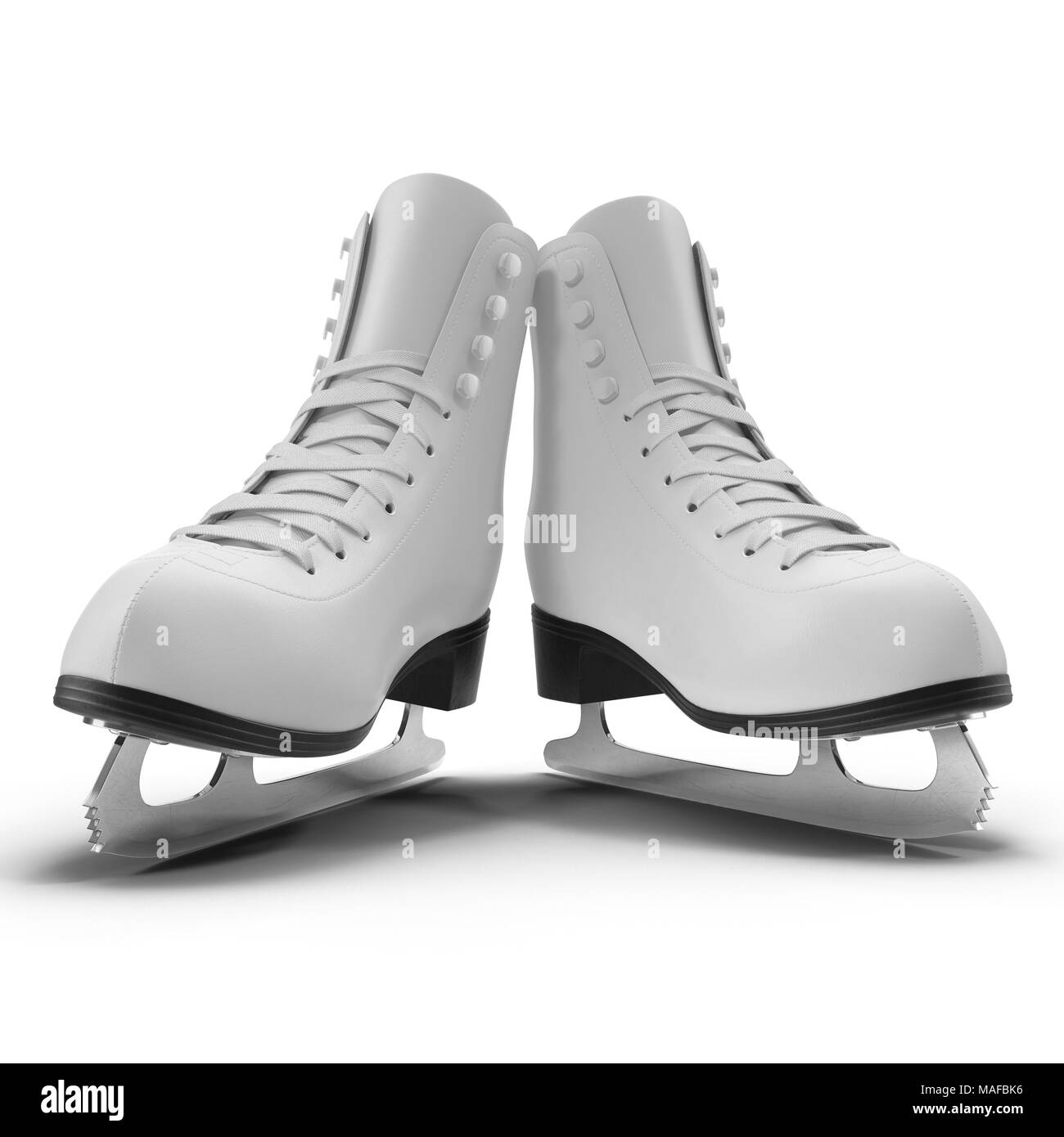 La paire de patins à glace blanc pour les filles, isolé sur fond blanc. 3D illustration, clipping path Banque D'Images La paire de patins à glace blanc pour les filles, isolé sur fond blanc. 3D illustration, clipping path Banque D'Images