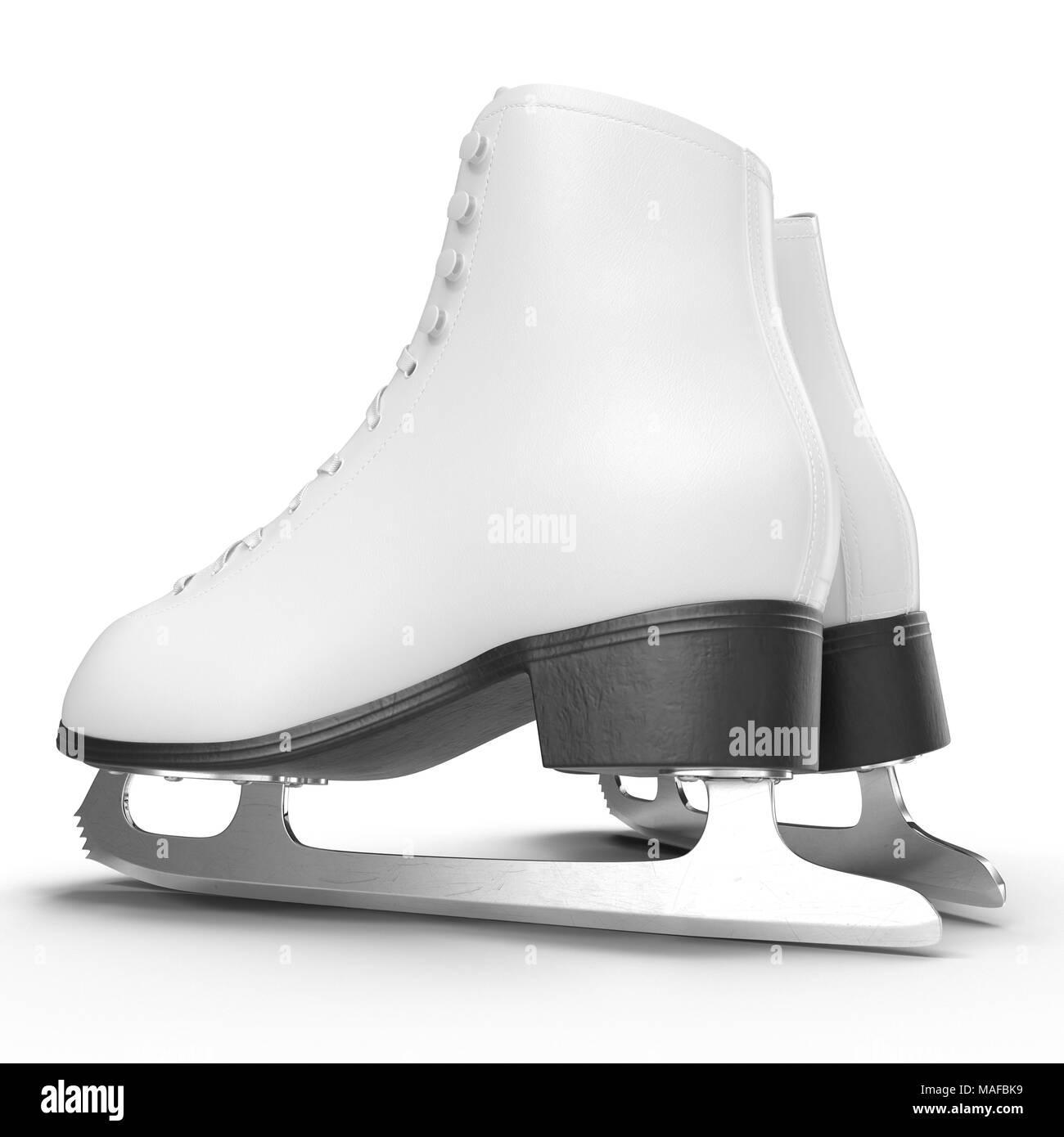 La paire de patins à glace blanc pour les filles, isolé sur fond blanc. 3D illustration, clipping path Banque D'Images La paire de patins à glace blanc pour les filles, isolé sur fond blanc. 3D illustration, clipping path Banque D'Images