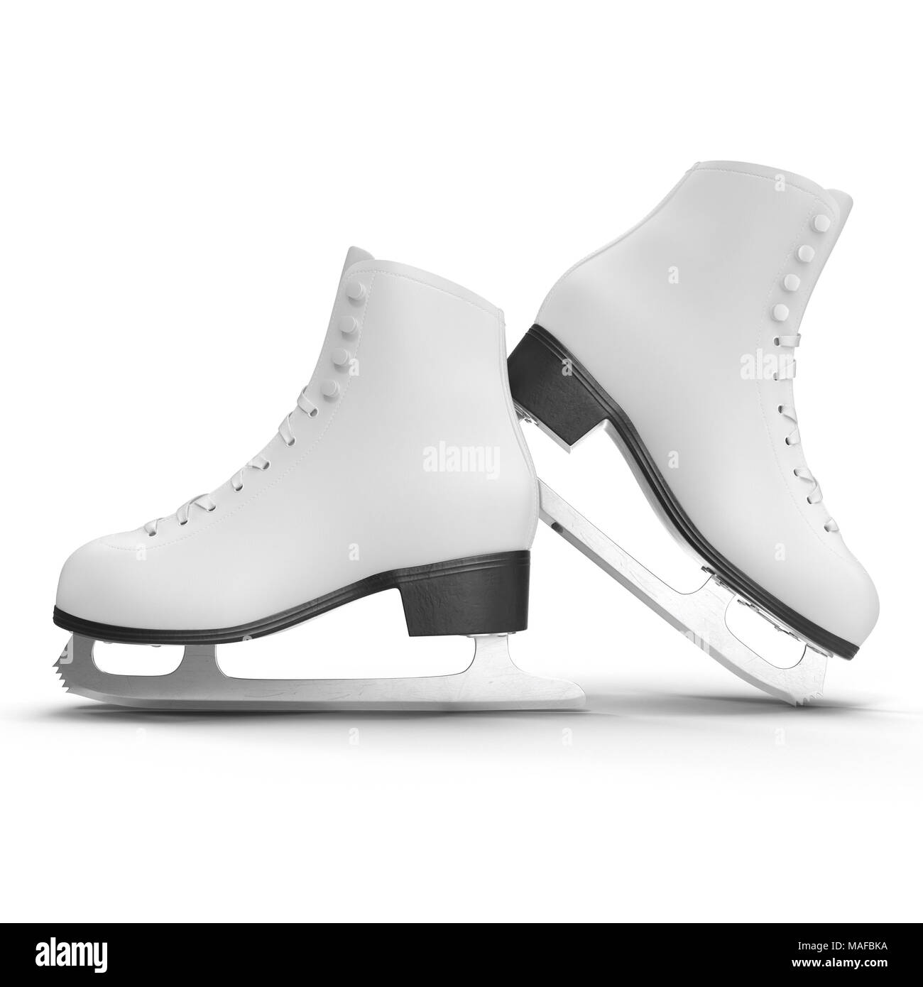 La paire de patins à glace blanc pour les filles, isolé sur fond blanc. 3D illustration, clipping path Banque D'Images La paire de patins à glace blanc pour les filles, isolé sur fond blanc. 3D illustration, clipping path Banque D'Images