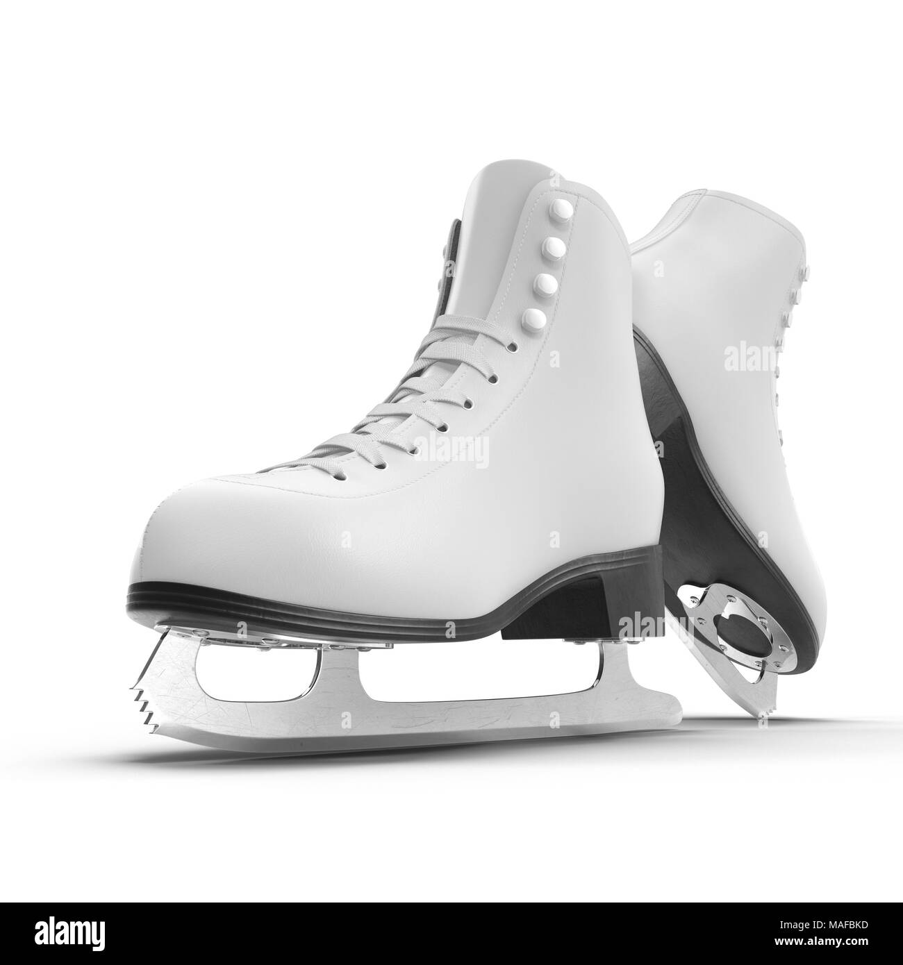La paire de patins à glace blanc pour les filles, isolé sur fond blanc. 3D illustration, clipping path Banque D'Images La paire de patins à glace blanc pour les filles, isolé sur fond blanc. 3D illustration, clipping path Banque D'Images