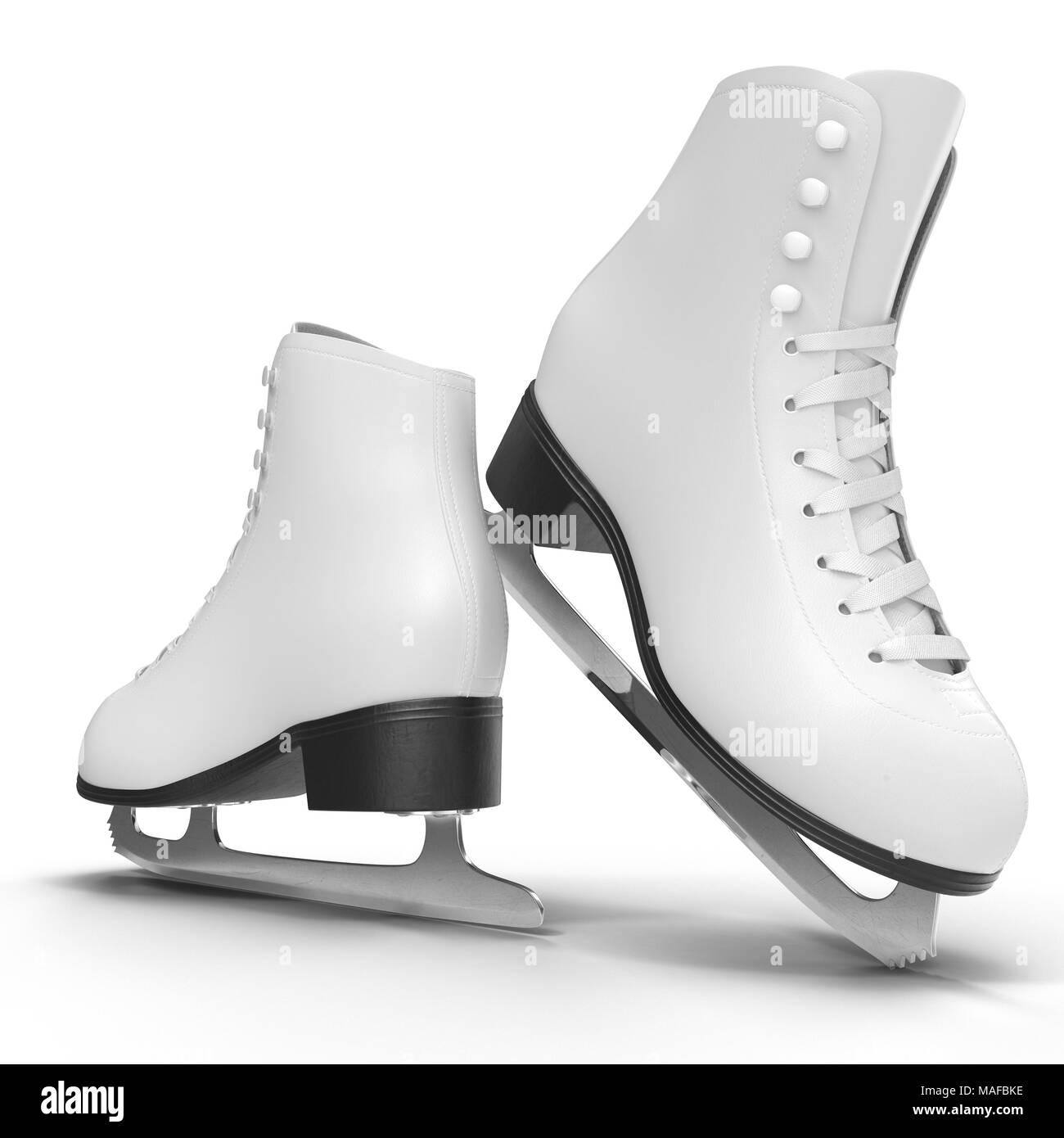 La paire de patins à glace blanc pour les filles, isolé sur fond blanc. 3D illustration, clipping path Banque D'Images La paire de patins à glace blanc pour les filles, isolé sur fond blanc. 3D illustration, clipping path Banque D'Images