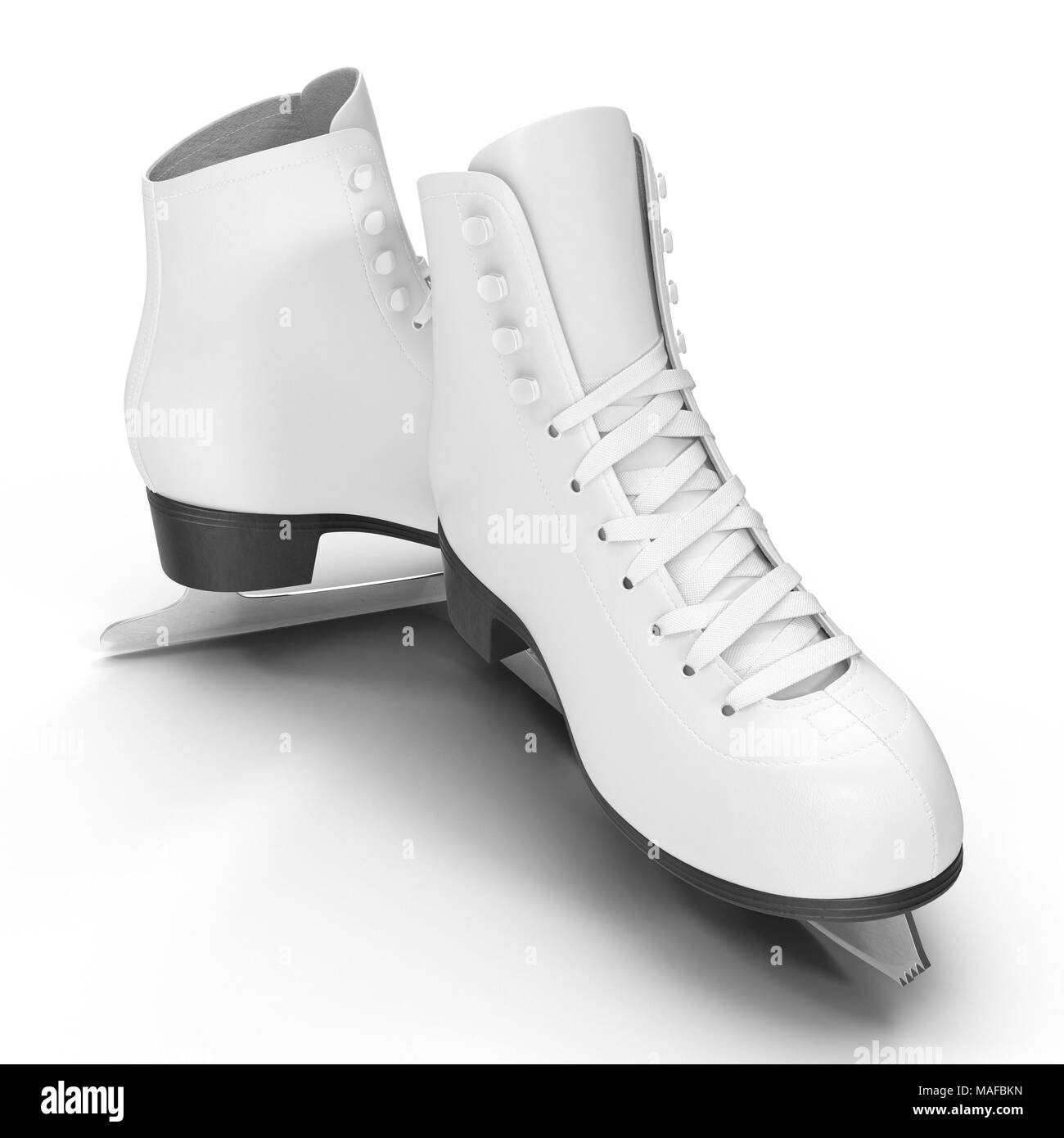 La paire de patins à glace blanc pour les filles, isolé sur fond blanc. 3D illustration, clipping path Banque D'Images La paire de patins à glace blanc pour les filles, isolé sur fond blanc. 3D illustration, clipping path Banque D'Images