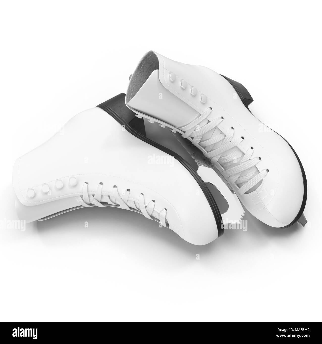 Paire de patins à glace isolé sur blanc. 3D illustration, clipping path Banque D'Images Paire de patins à glace isolé sur blanc. 3D illustration, clipping path Banque D'Images