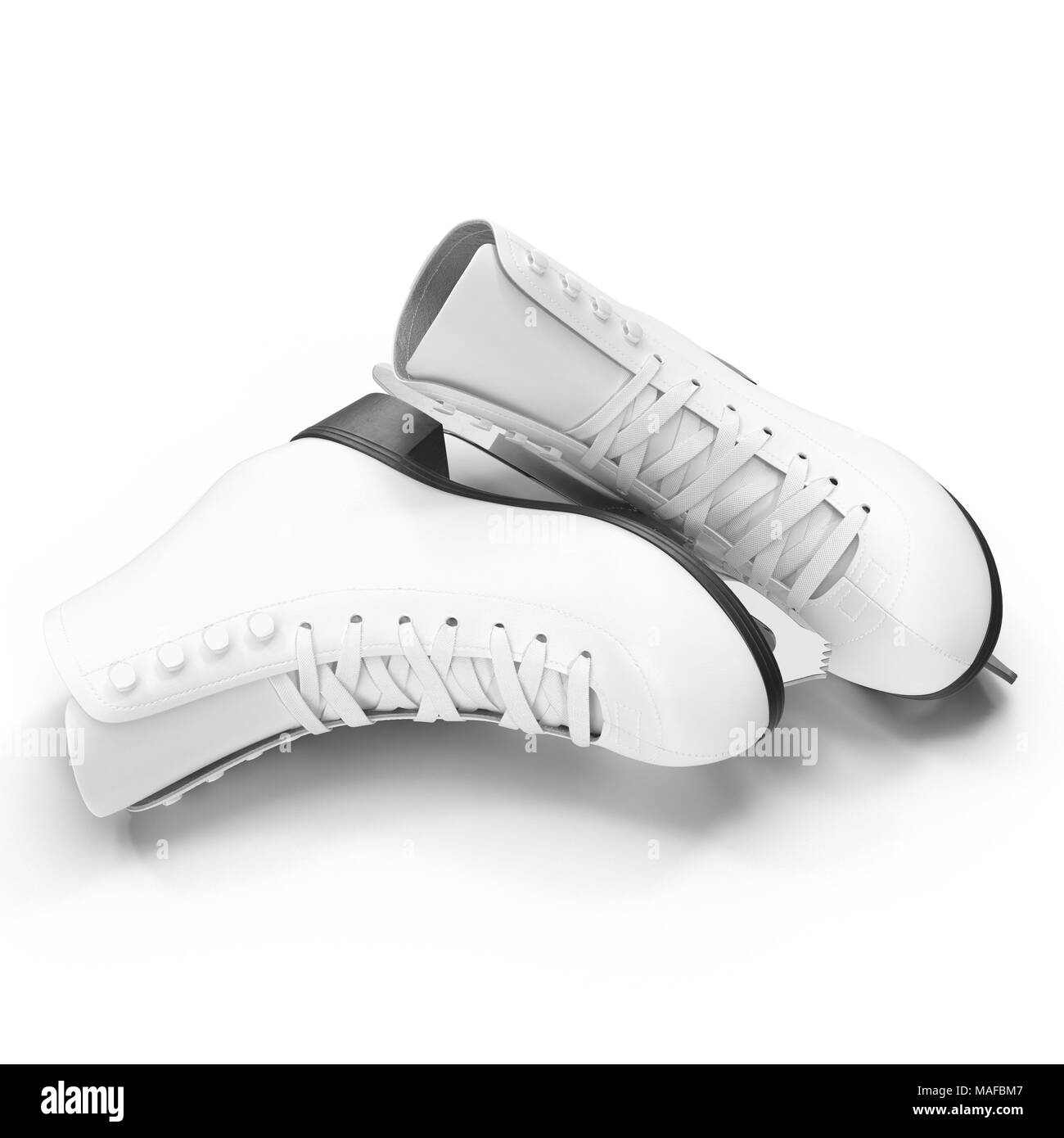 Paire de patins à glace isolé sur blanc. 3D illustration, clipping path Banque D'Images Paire de patins à glace isolé sur blanc. 3D illustration, clipping path Banque D'Images