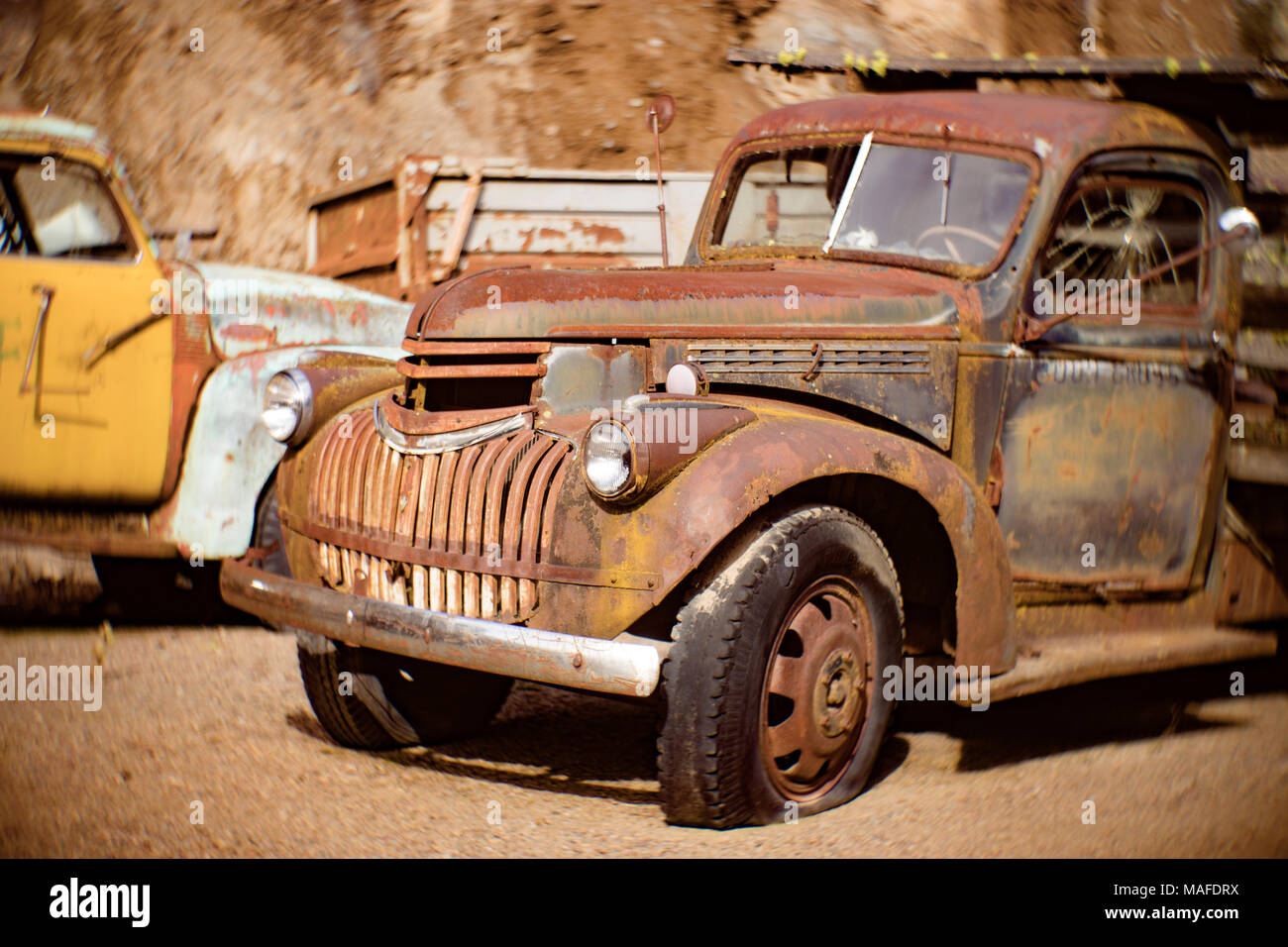 Une Chevrolet 1942 Camion de travail, dans une ancienne carrière, à l'Est de l'Idaho Clark Fork. Banque D'Images