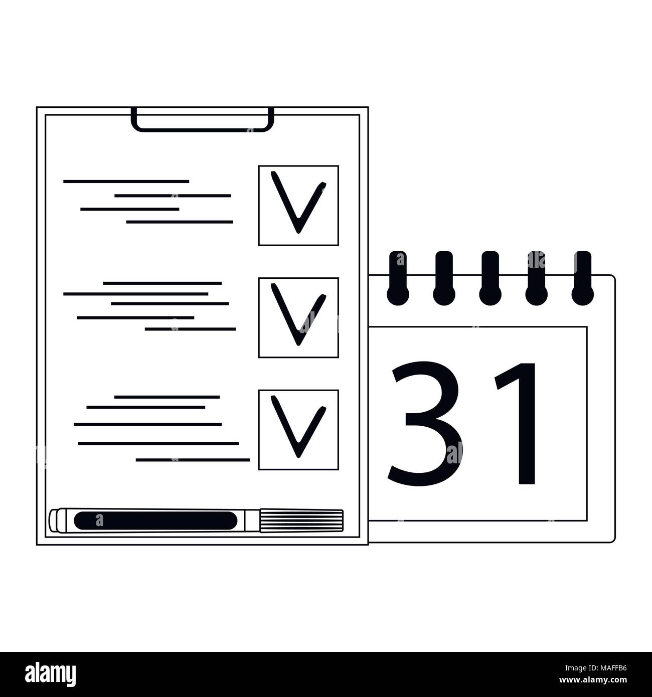 Organisation de la planification dans le style linéaire. Du Plan de développement, ligne fine et liste de calendrier, vector illustration Illustration de Vecteur