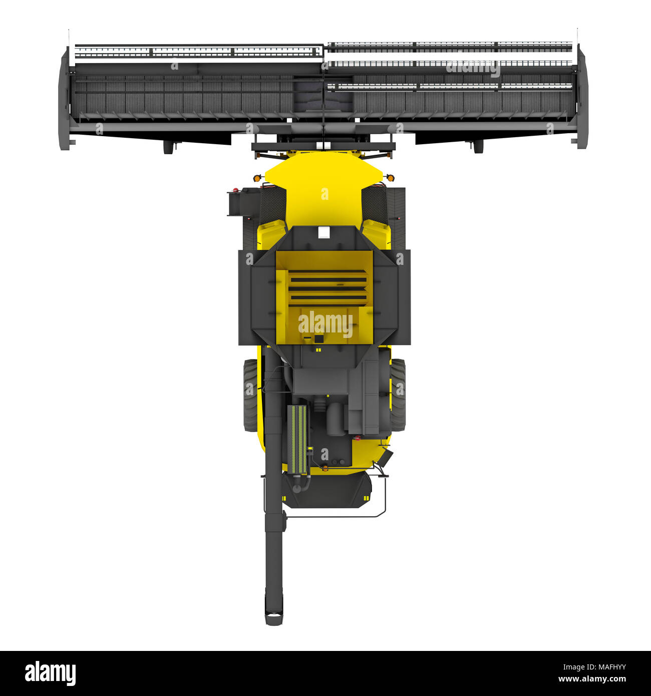 Moissonneuse batteuse Vue de dessus isolé sur blanc. Le rendu 3D Banque D'Images