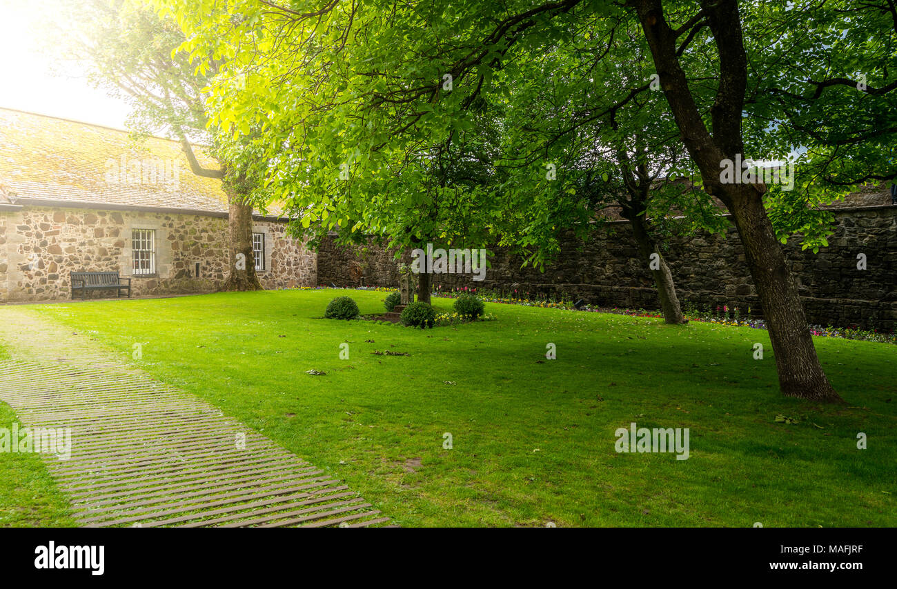 Jardin arrière dans le château de Stirling, Écosse. Banque D'Images