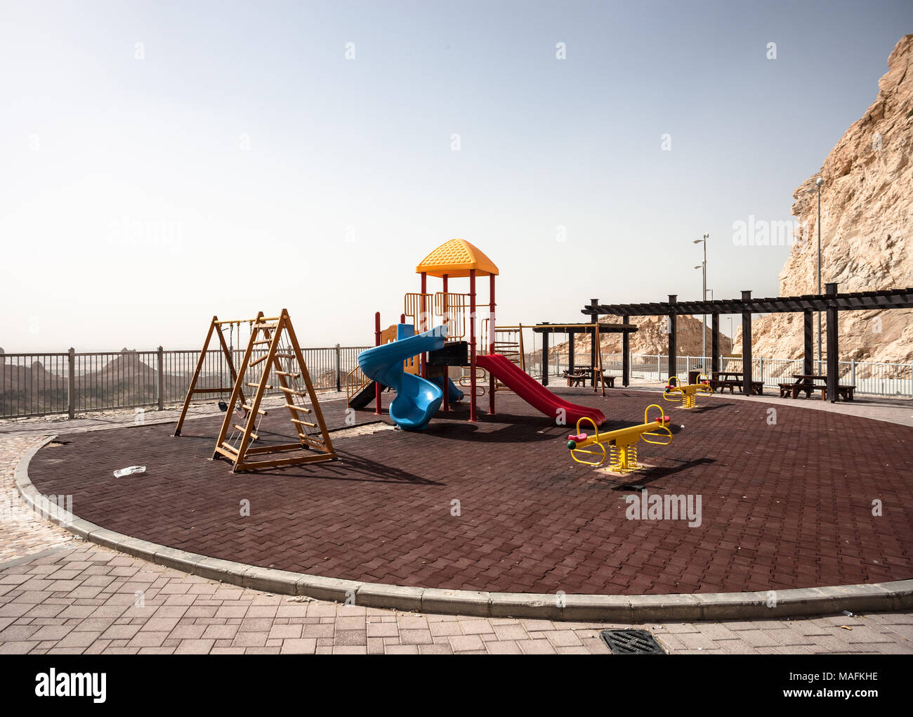 Beau matin vue de Jebel Hafeet Al à Al Ain, Abou Dhabi. Banque D'Images