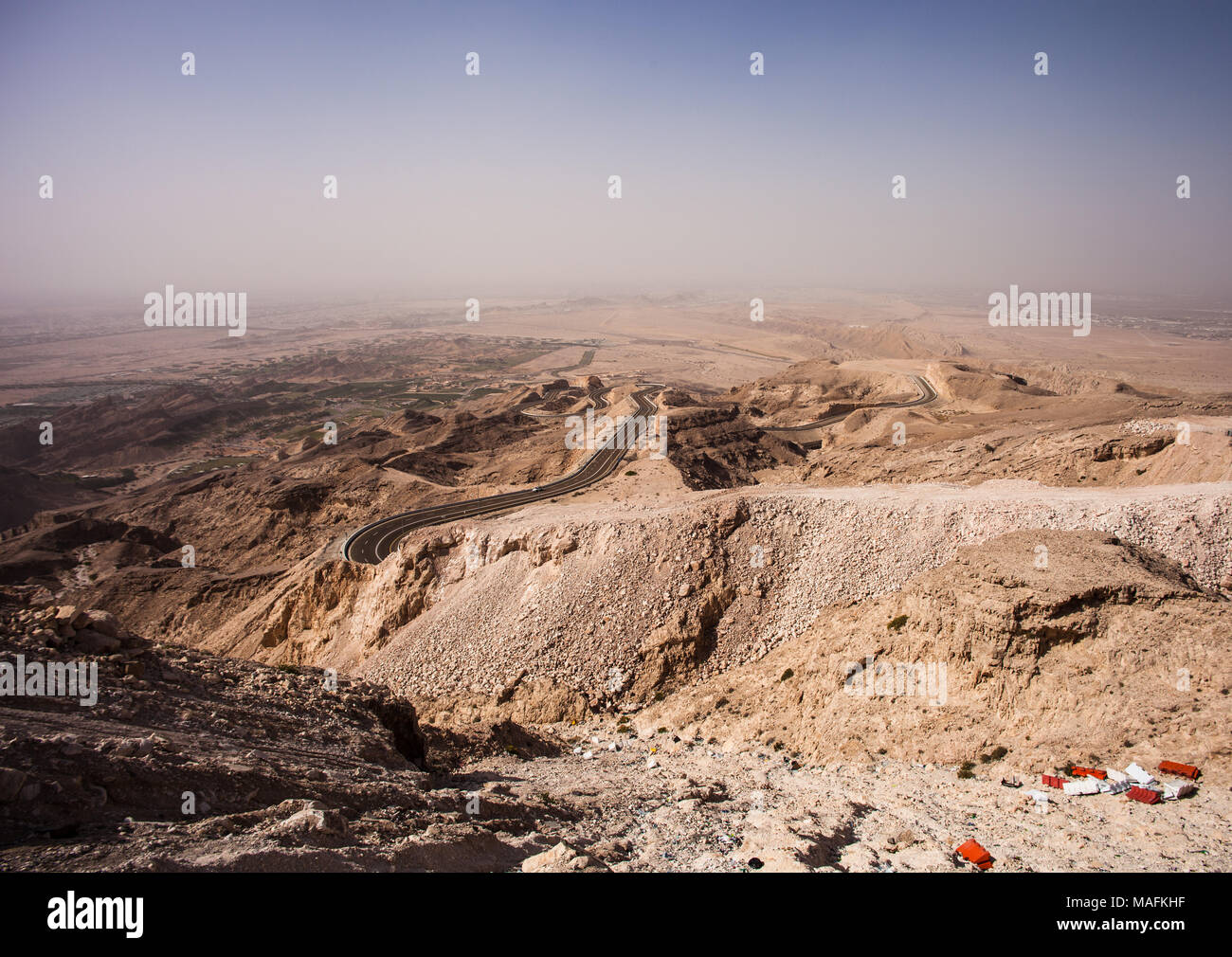 Beau matin vue de Jebel Hafeet Al à Al Ain, Abou Dhabi. Banque D'Images