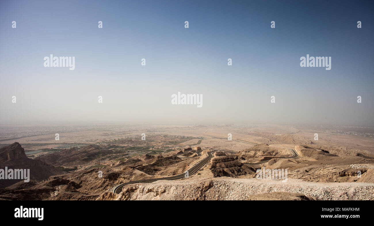 Beau matin vue de Jebel Hafeet Al à Al Ain, Abou Dhabi. Banque D'Images