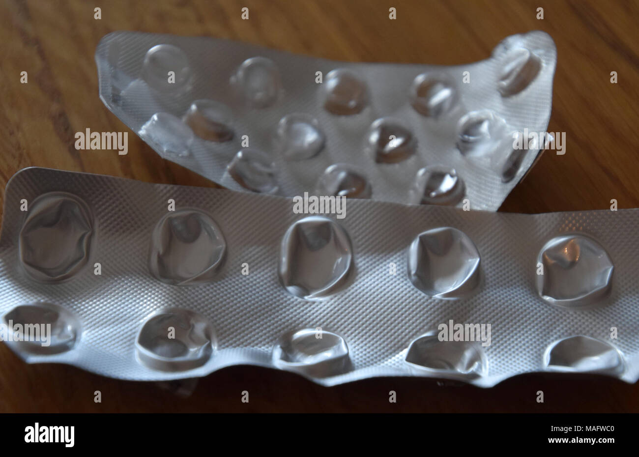 Vue en gros de médicaments sous blister Banque D'Images