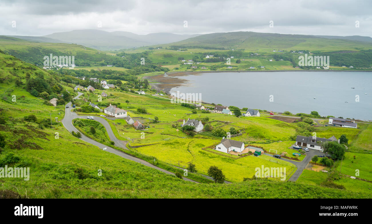 Vue panoramique sur Idrigil et Uig, Isle of Skye, Scotland. Banque D'Images