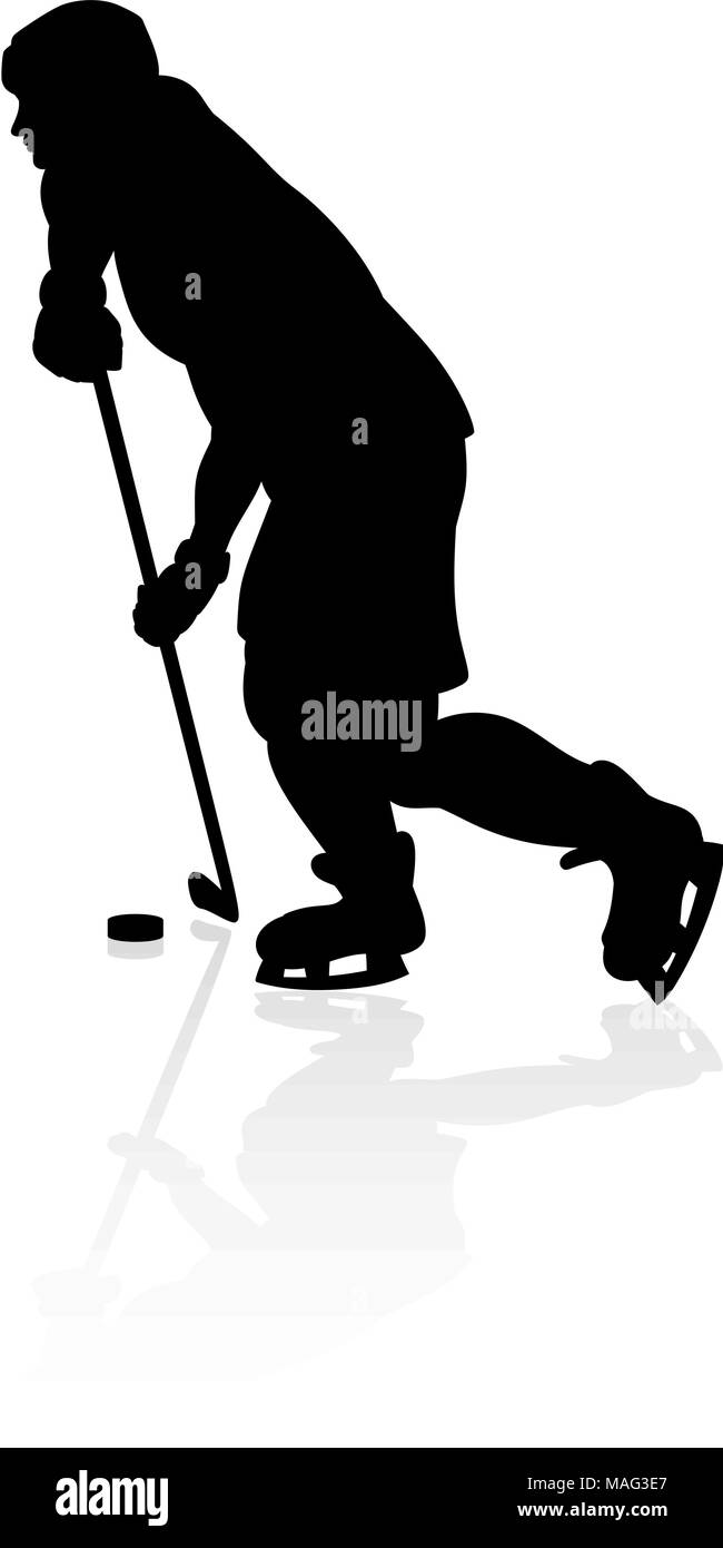 Silhouette de Hockey sur Glace Illustration de Vecteur