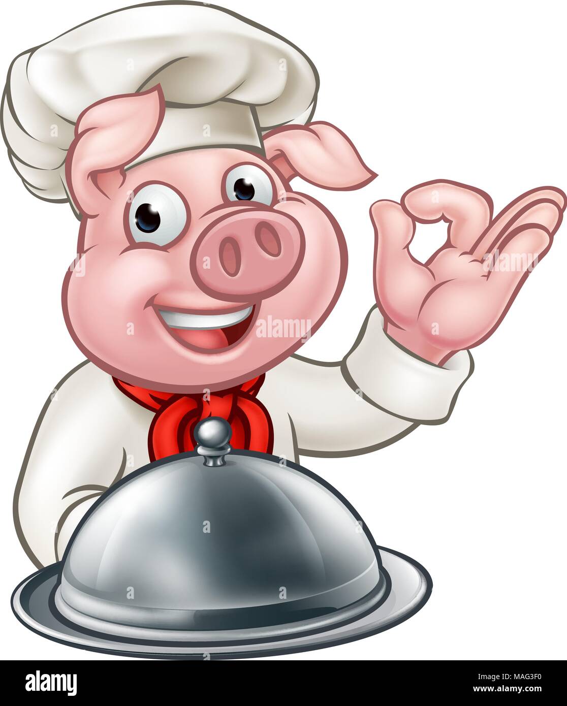 Caractère Mascot Cartoon Cochon Cuisinier Illustration de Vecteur
