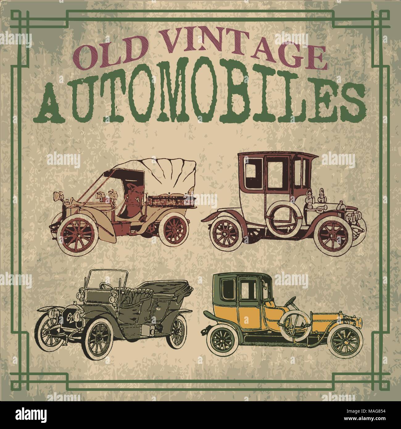 Voitures automobiles anciennes et vintage dessins dans le Vector Illustration de Vecteur