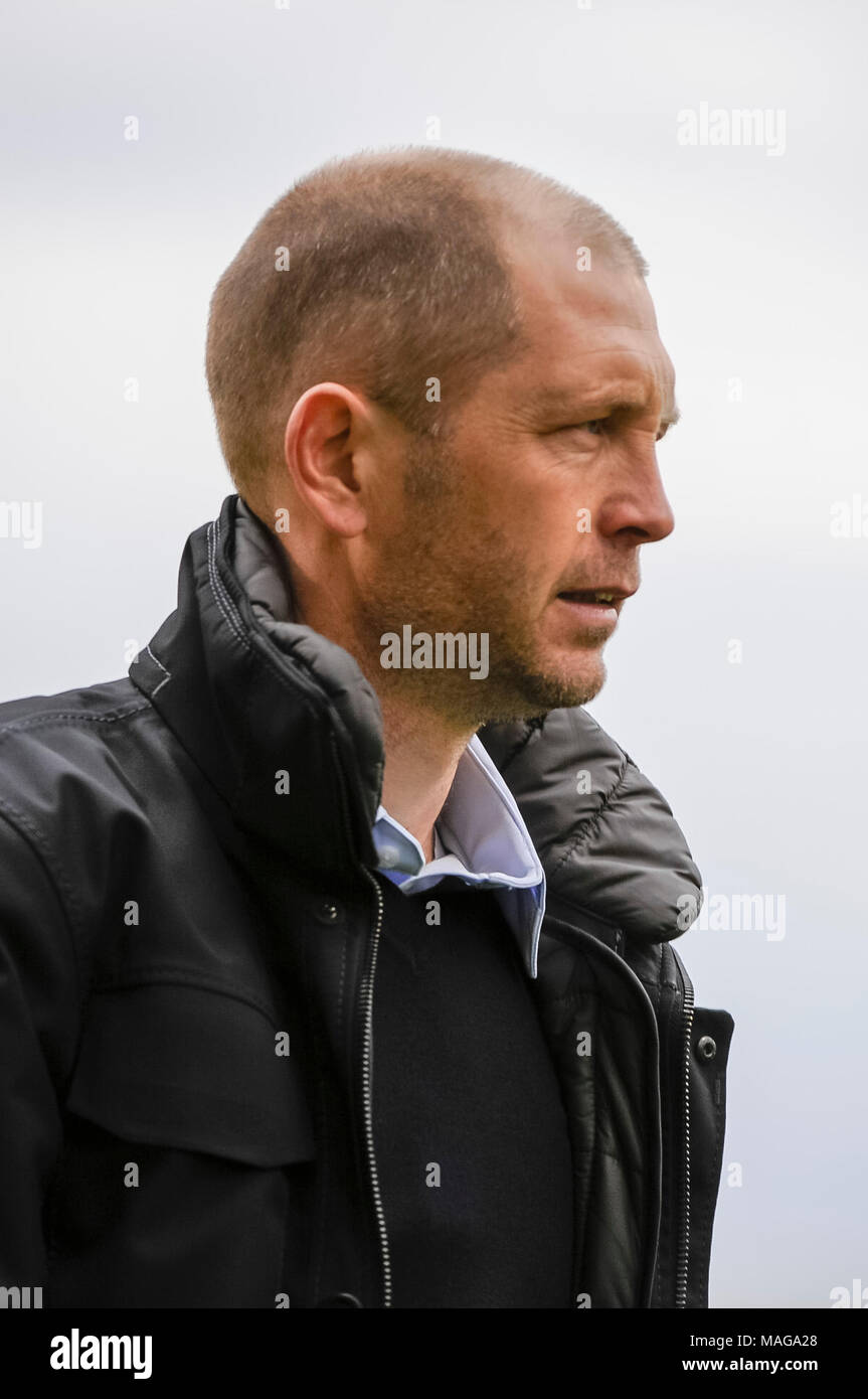 Columbus Crew Gregg Berhalter SC entraîneur en chef après le match entre Vancouver Whitecaps FC et Columbus Crew Stadium, MAPFRE à SC à Columbus OH. Samedi, 31 mars 2018. Note - Columbus Crew SC 1 - 2 Vancouver Whitecaps FC.Mandatory Crédit photo : Dorn Byg/CSM Banque D'Images