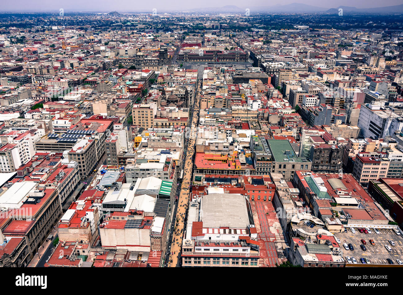 Vue de la ville de Mexico à partir de la tour de l'Amérique Latine / Una vista del Torre Latinoamericana en Ciudad de México Banque D'Images