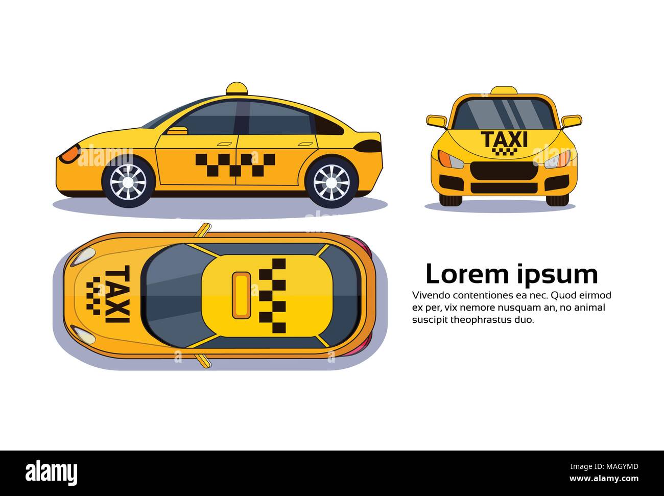 Taxi Voiture Haut isolé sur fond blanc, et à l'avant Vue sur Copy Space Illustration de Vecteur