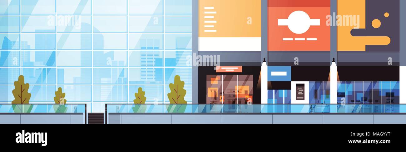 Moderne centre commercial Big Bannière horizontale vide Magasin de détail en milieu urbain Illustration de Vecteur