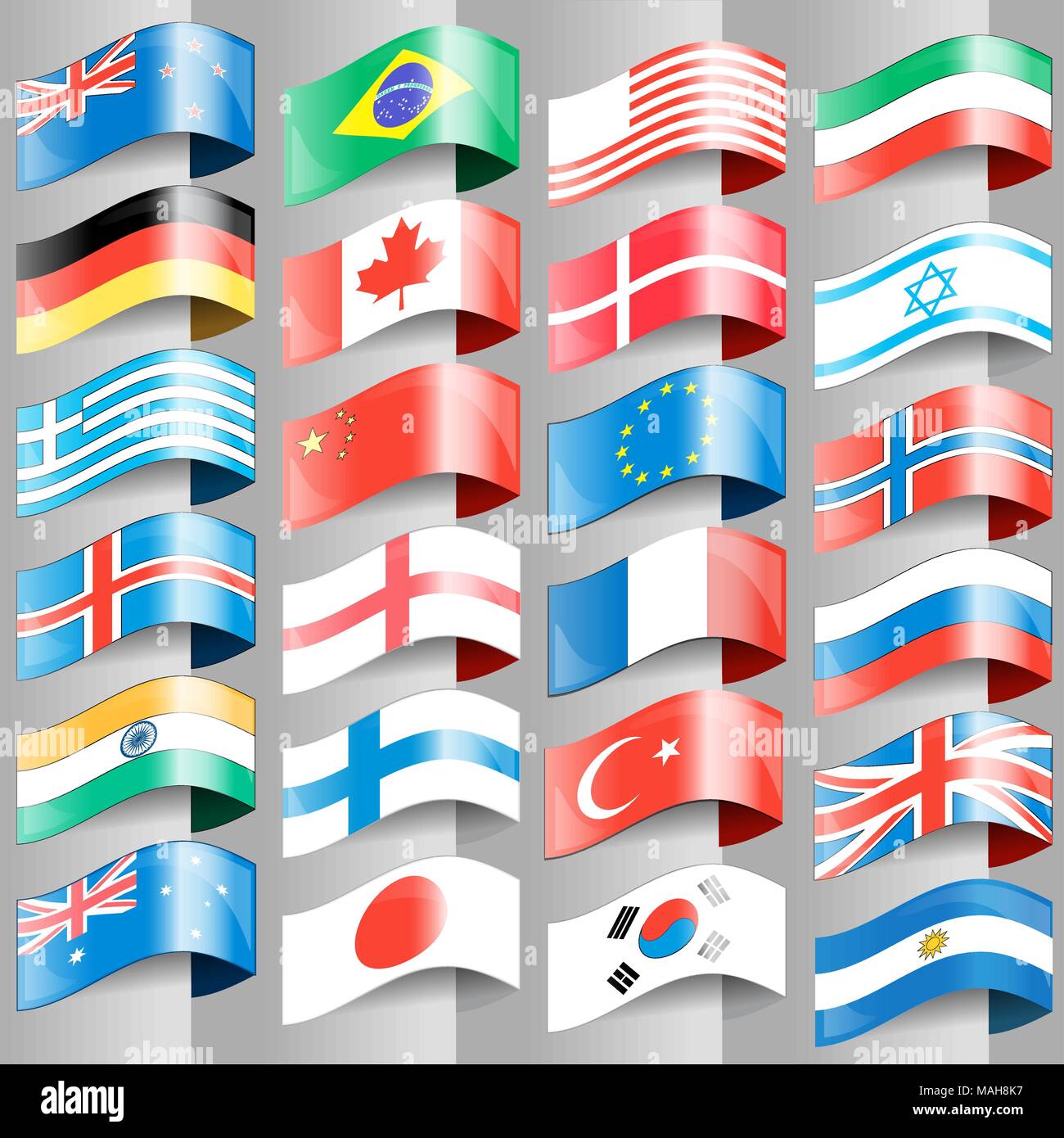AGITANT DRAPEAUX DE Toutes Les Nations Internationaux Bannière Colorée