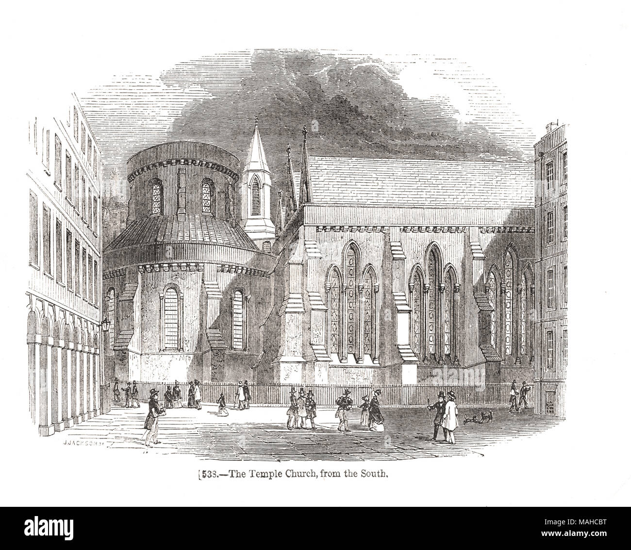 L'église du Temple, ville de Londres, Angleterre, 19e siècle scène de la South Banque D'Images