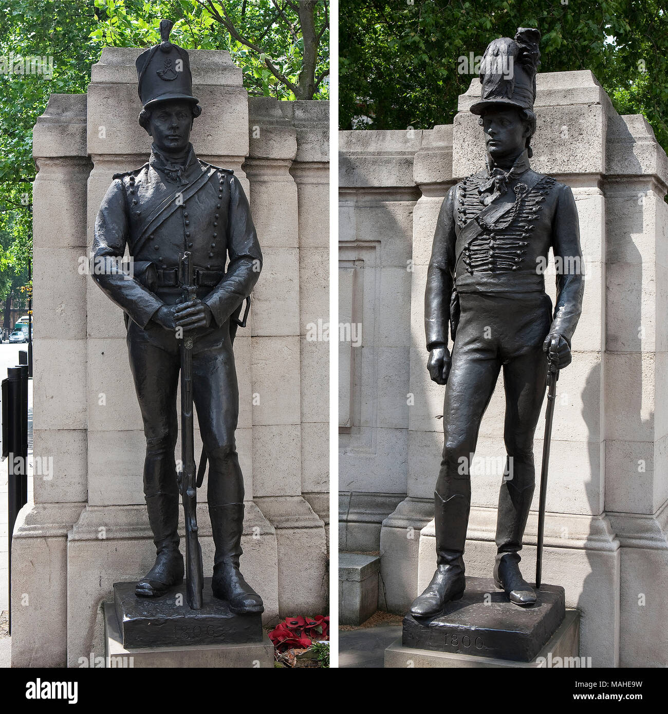 L'Art de Londres : "statues et reliefs muraux : la Rifle Brigade par John Tweed (1863 - 1933) La Rifle Brigade était un régiment de tirailleurs et sco Banque D'Images
