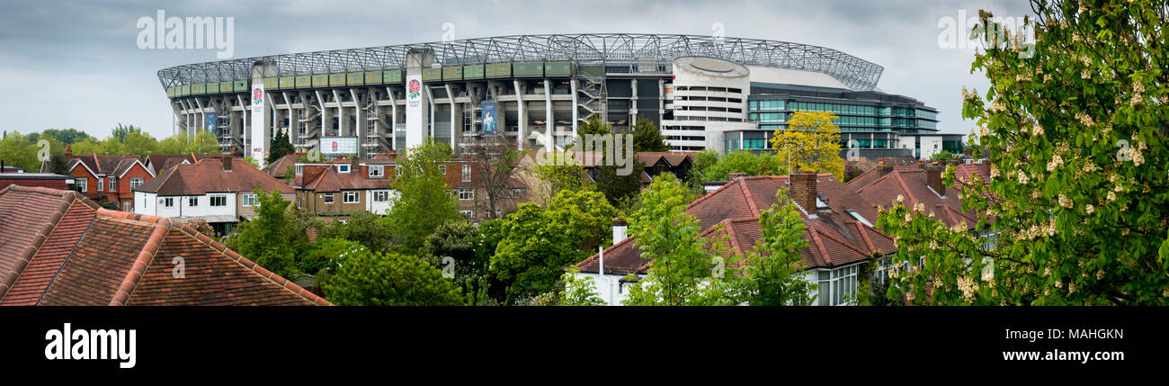 Royaume-uni, Angleterre, Londres, le stade de rugby de Twickenham panorama Banque D'Images