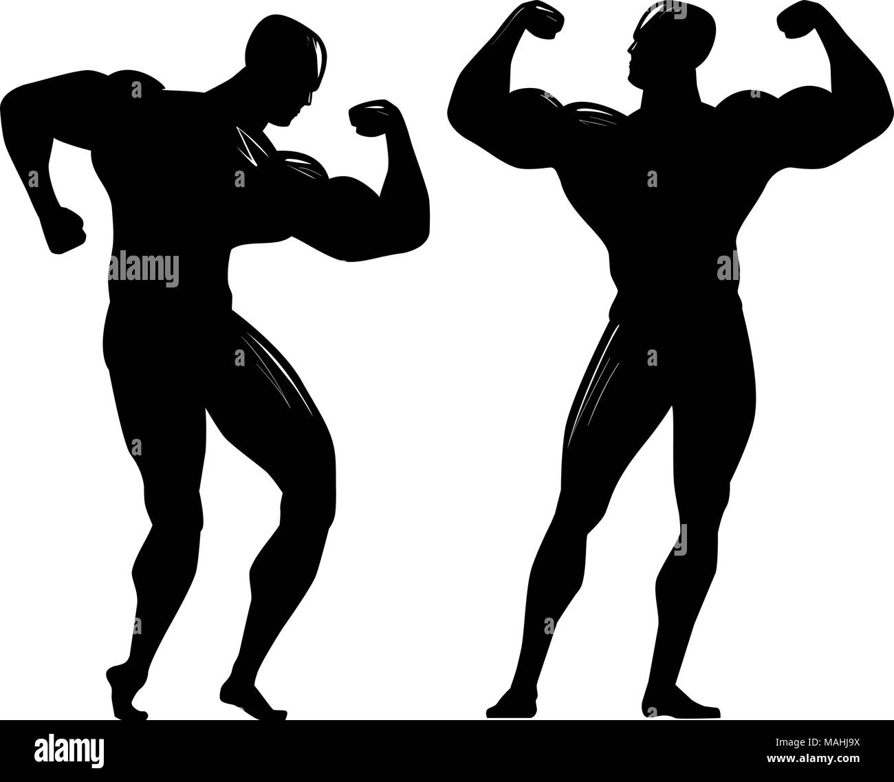 Silhouette Bodybuilder. Salle de Fitness, bodybuilding, sport concept. Vector illustration Illustration de Vecteur