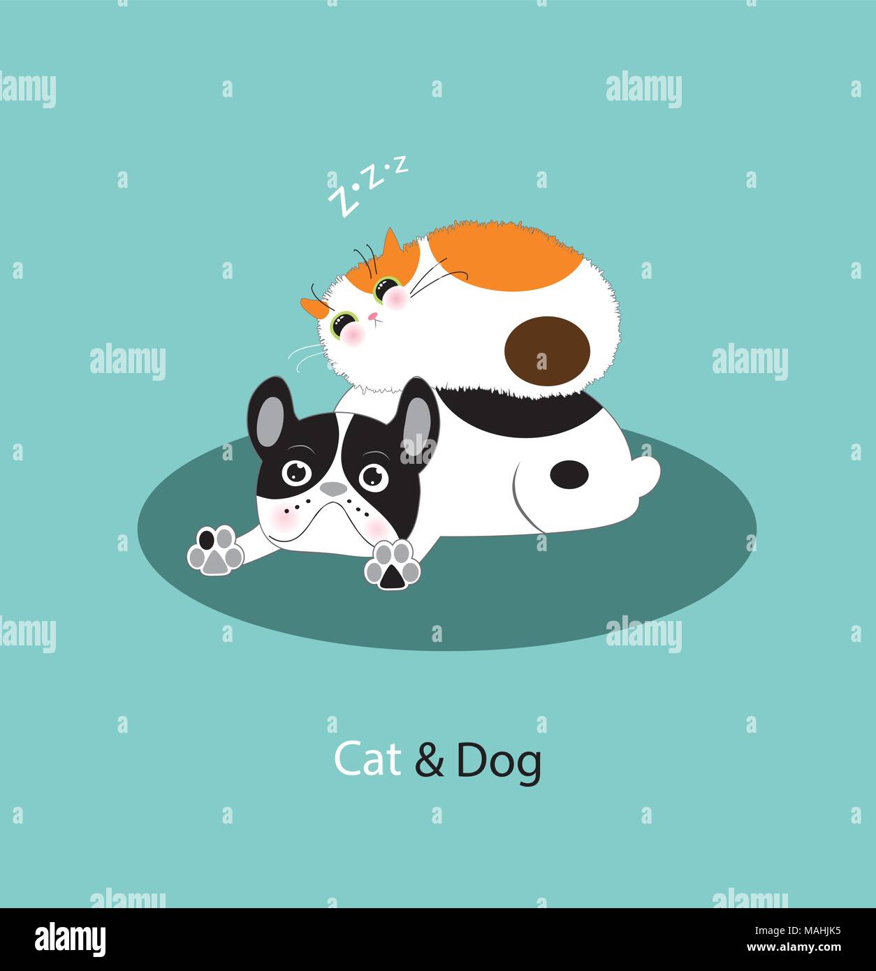 Funny dog and cat Illustration de Vecteur