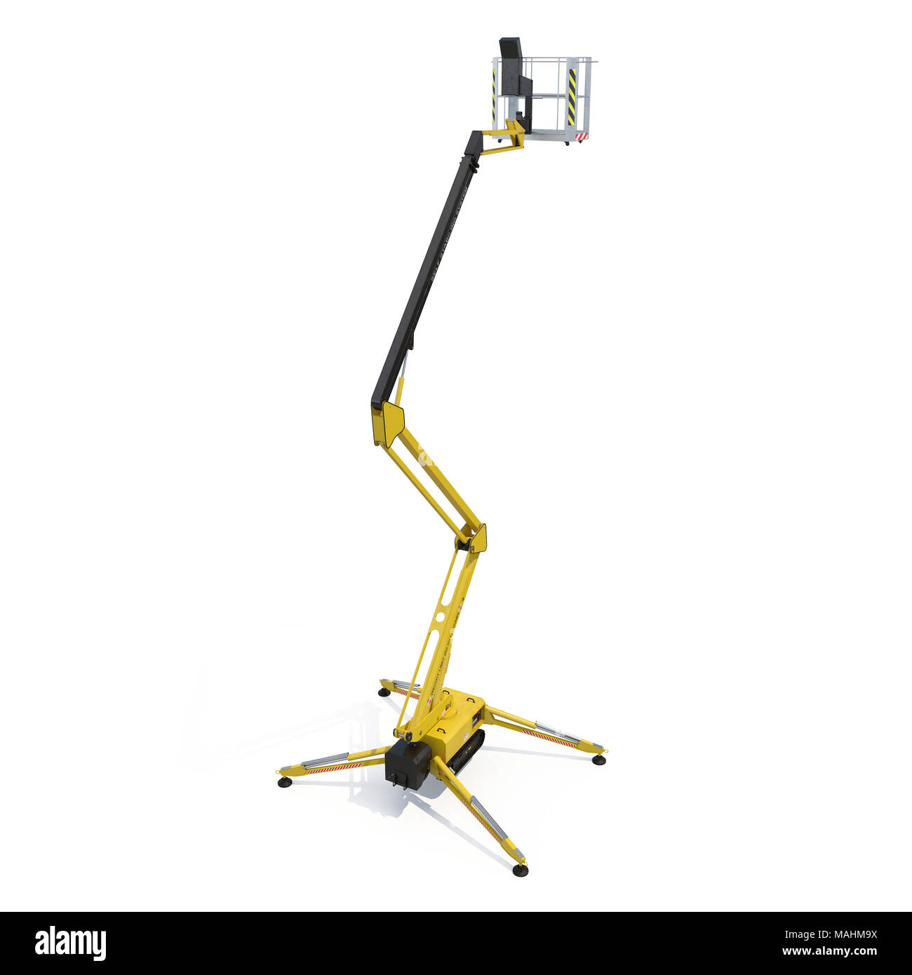 Table élévatrice à ciseaux étendu sur blanc. 3D illustration, clipping path Banque D'Images