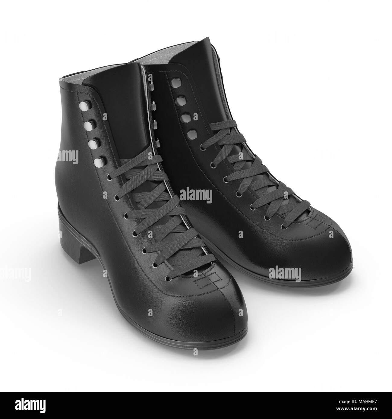 Bottes Femmes noir isolé sur blanc. 3D illustration, clipping path Banque D'Images Bottes Femmes noir isolé sur blanc. 3D illustration, clipping path Banque D'Images