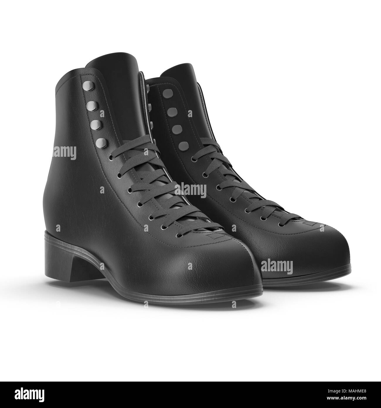 Bottes Femmes noir isolé sur blanc. 3D illustration, clipping path Banque D'Images