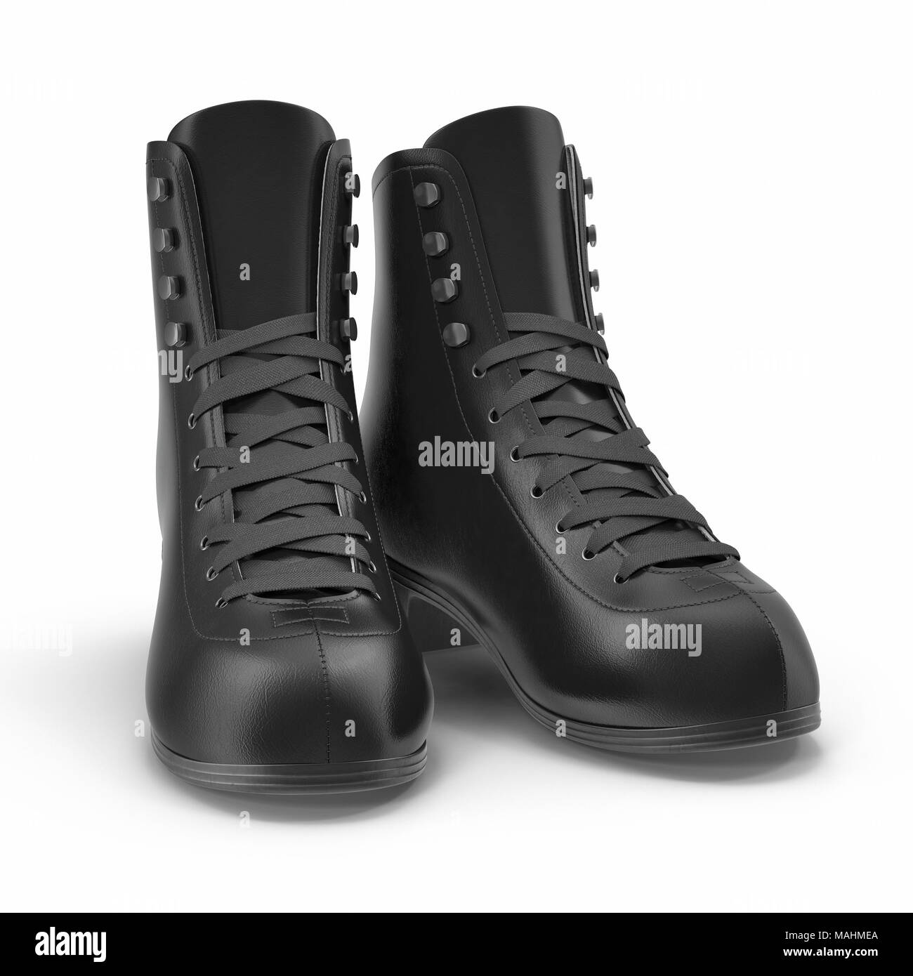 Bottes Femmes noir isolé sur blanc. 3D illustration, clipping path Banque D'Images