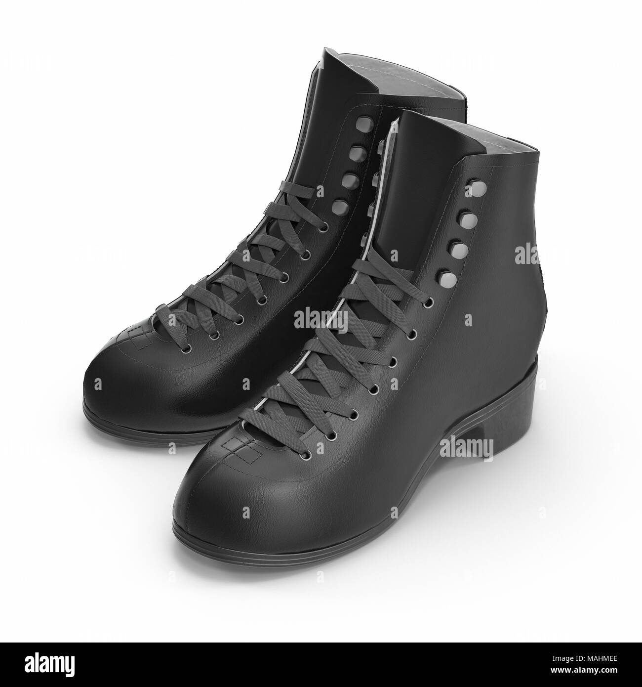Femme en cuir noir sur blanc d'amorçage. 3D illustration, clipping path Banque D'Images Femme en cuir noir sur blanc d'amorçage. 3D illustration, clipping path Banque D'Images