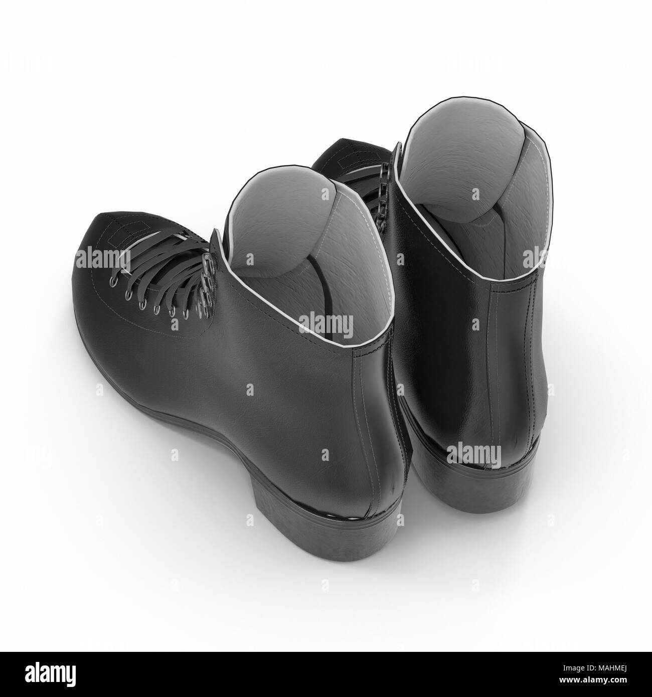 Femme en cuir noir sur blanc d'amorçage. 3D illustration, clipping path Banque D'Images Femme en cuir noir sur blanc d'amorçage. 3D illustration, clipping path Banque D'Images