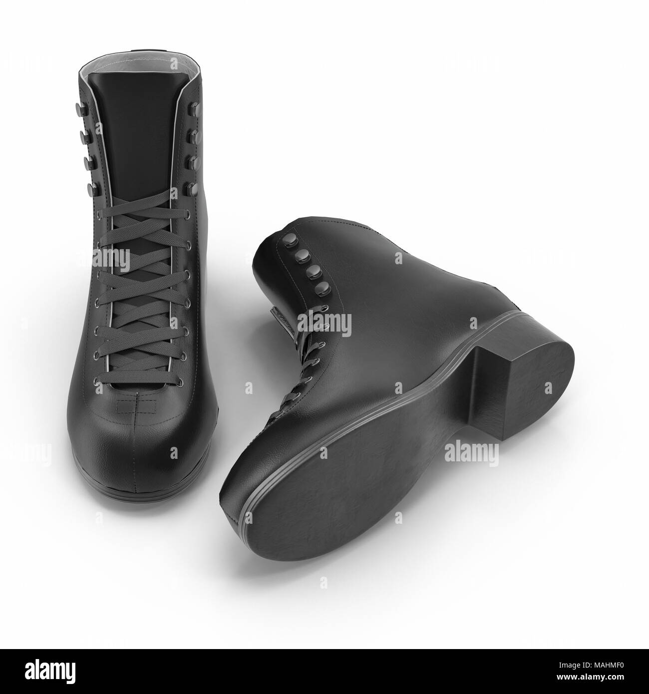 La black women's boot isolé sur blanc. 3D illustration, clipping path Banque D'Images La black women's boot isolé sur blanc. 3D illustration, clipping path Banque D'Images