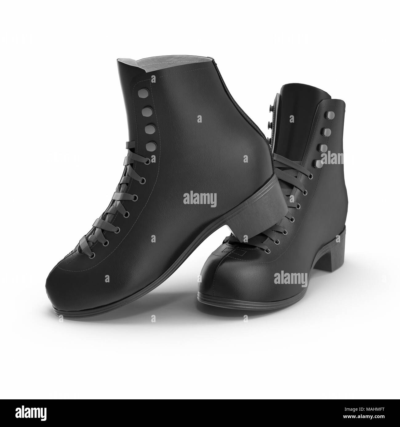 Paire de bottes femme noir isolé sur blanc, produit isolé. 3D illustration, clipping path Banque D'Images Paire de bottes femme noir isolé sur blanc, produit isolé. 3D illustration, clipping path Banque D'Images