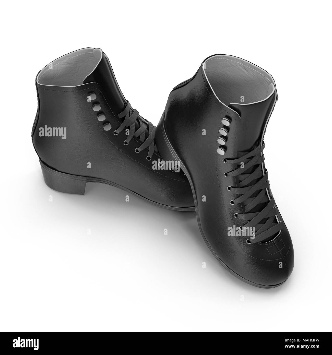 Paire de bottes femme noir isolé sur blanc, produit isolé. 3D illustration, clipping path Banque D'Images Paire de bottes femme noir isolé sur blanc, produit isolé. 3D illustration, clipping path Banque D'Images