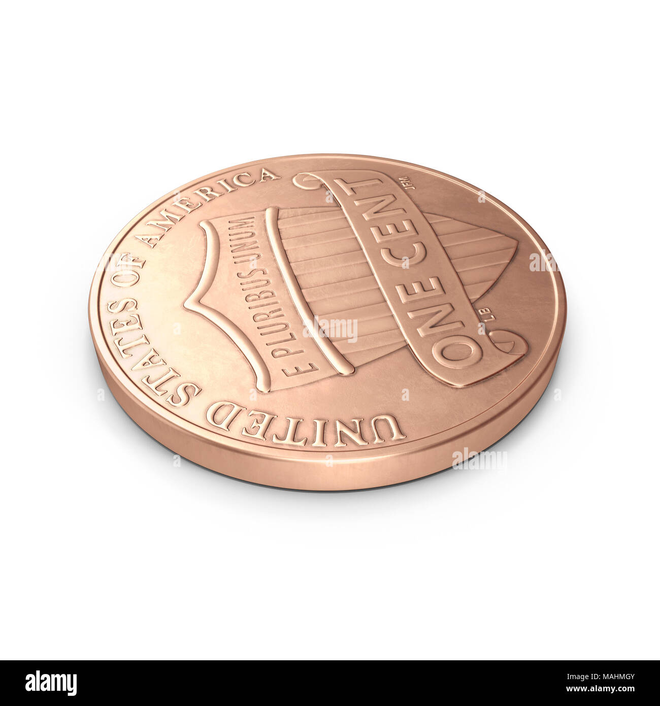 Un cent coin isolé sur fond blanc. 3D illustration, clipping path Banque D'Images
