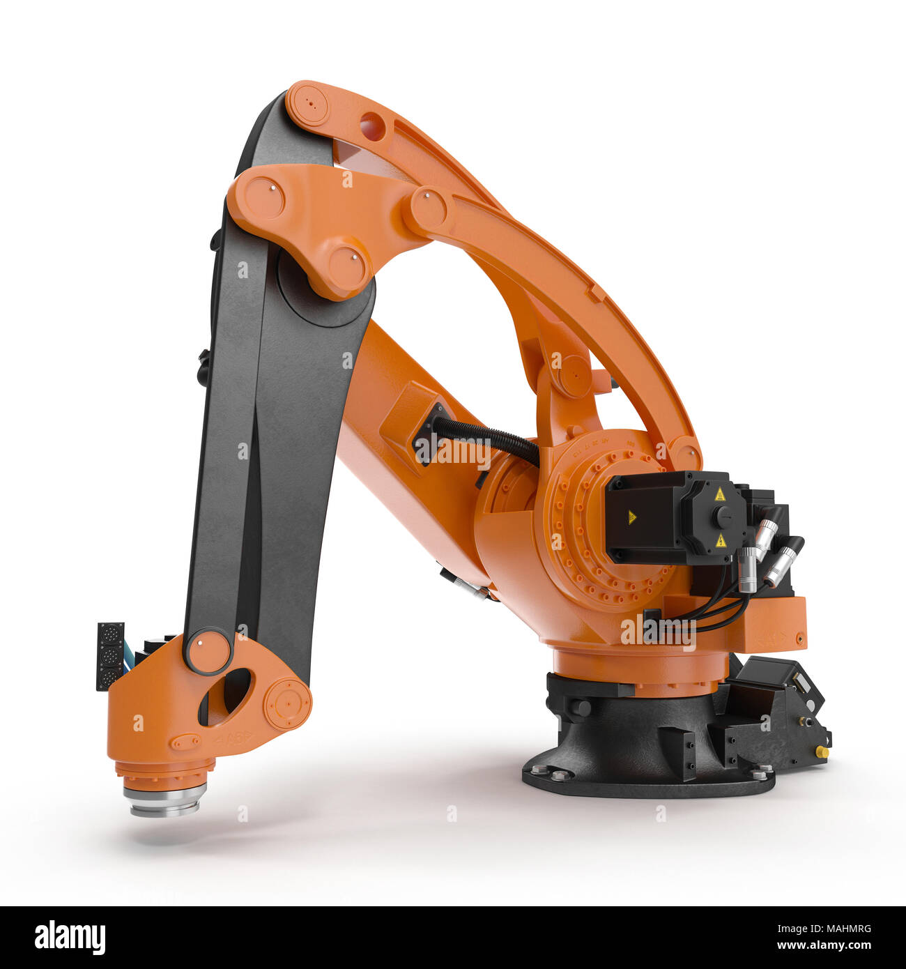 Main robotique machine tool isolé sur blanc. 3D illustration, clipping path Banque D'Images
