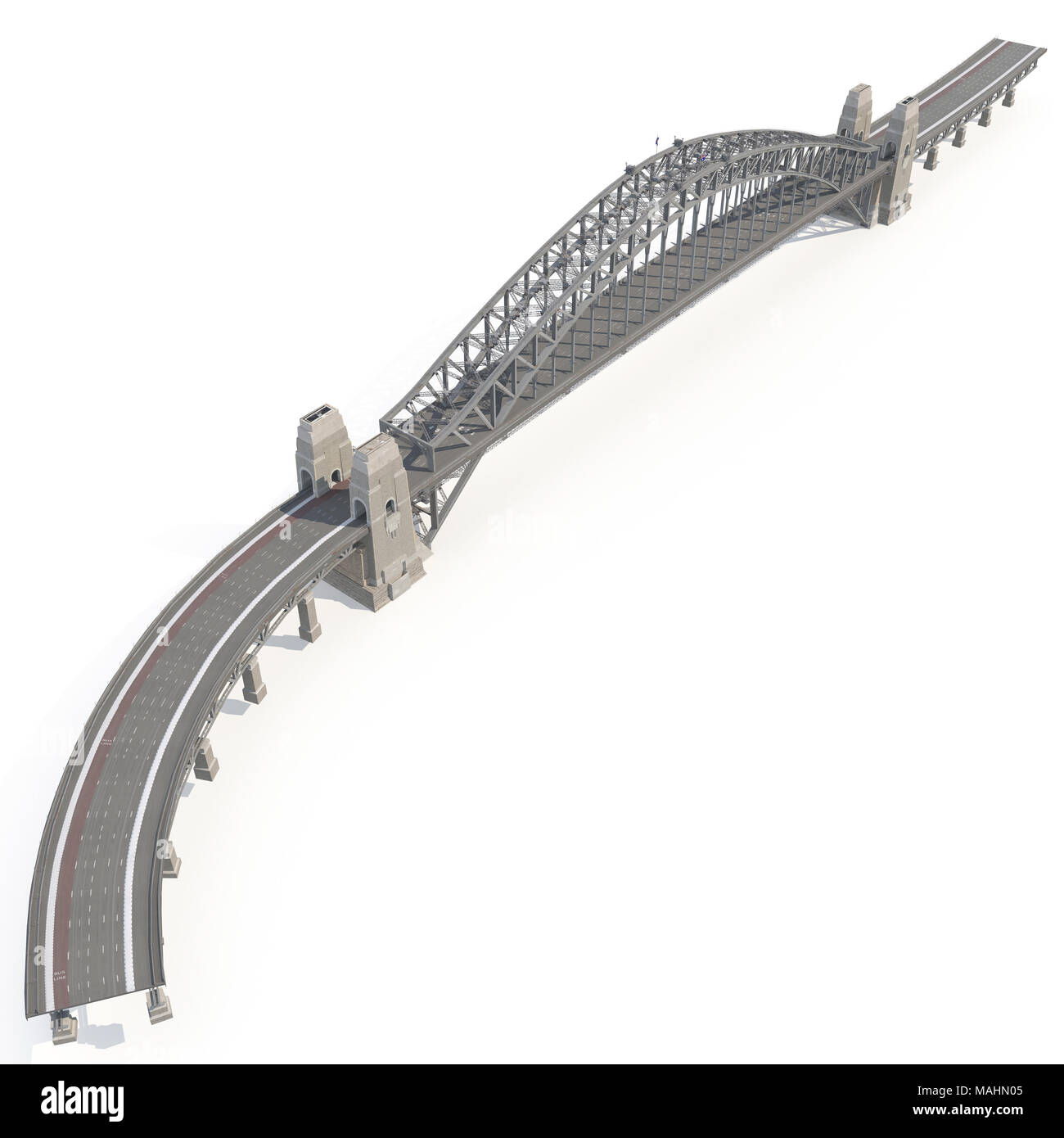 Sydney Harbour Bridge sur blanc. 3D illustration Banque D'Images