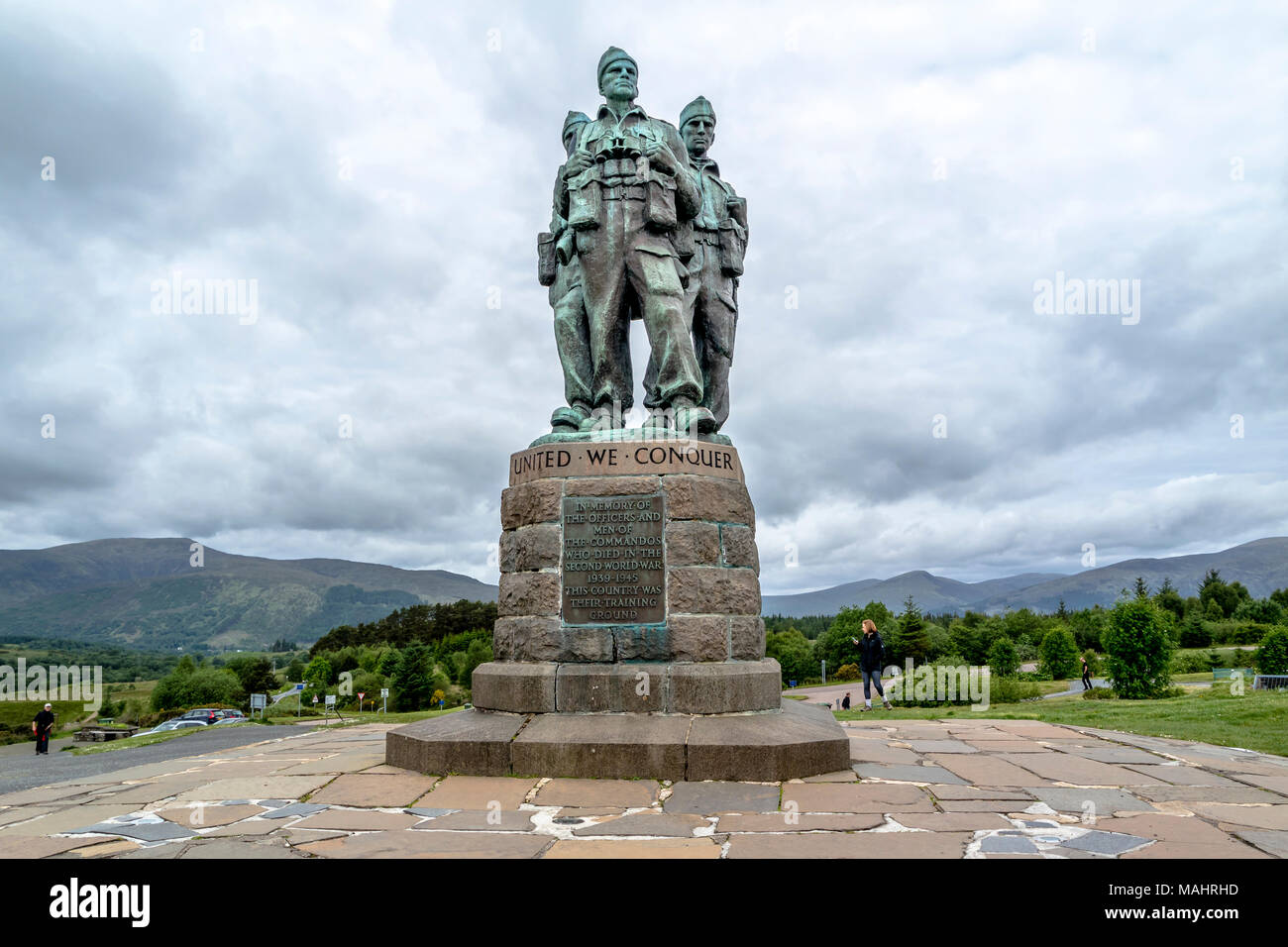 SPEAN BRIDGE , ECOSSE - 31 MAI 2017 : : un mémorial dédié aux hommes des commandos britanniques soulevées au cours de la Seconde Guerre mondiale. Banque D'Images