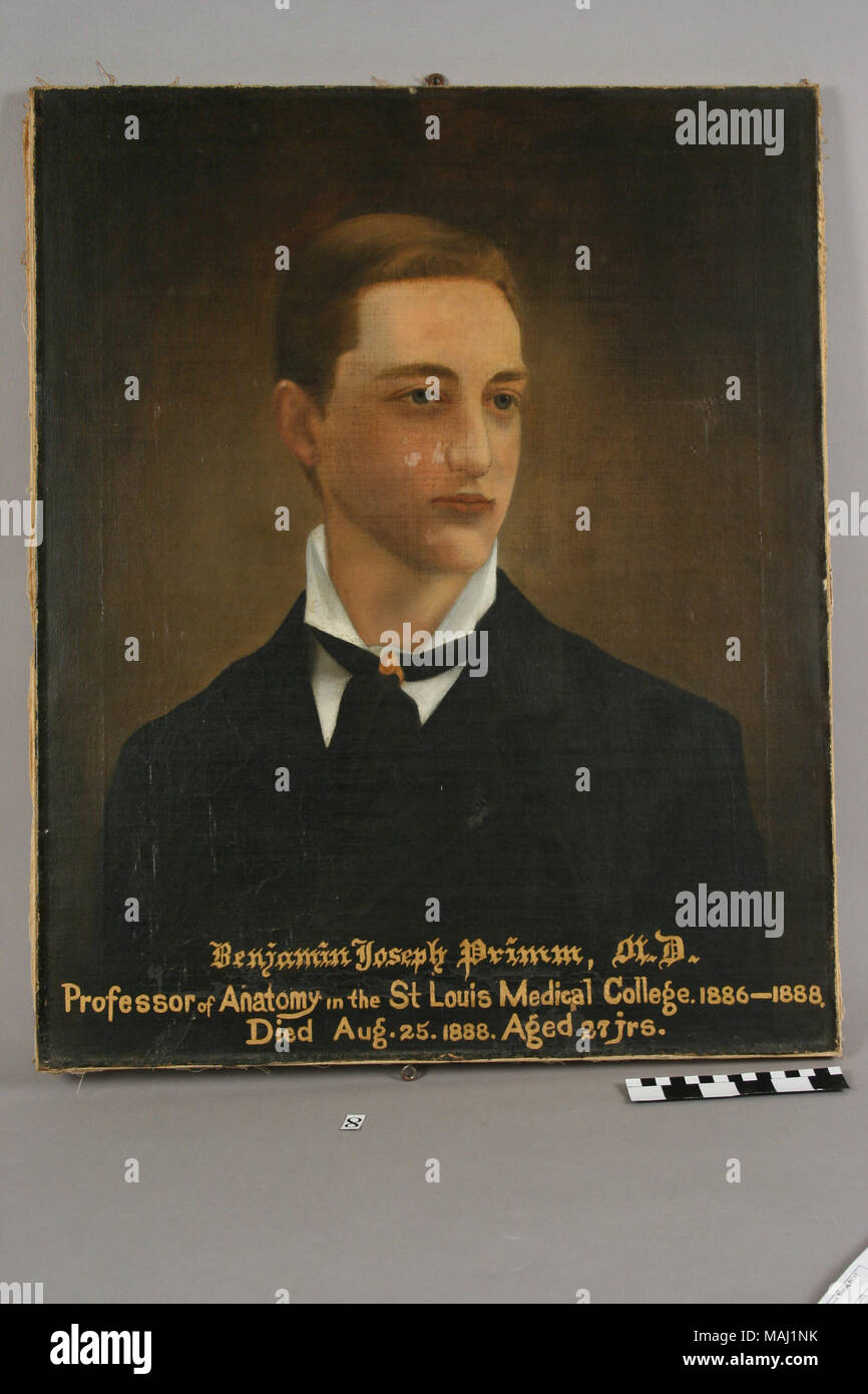Portrait en peinture à l'huile sur toile de Benjamin Joseph Primm, M.D. dans cadre doré. Titre : Portrait de Benjamin Joseph Primm, M.D. . Vers 1886. Banque D'Images