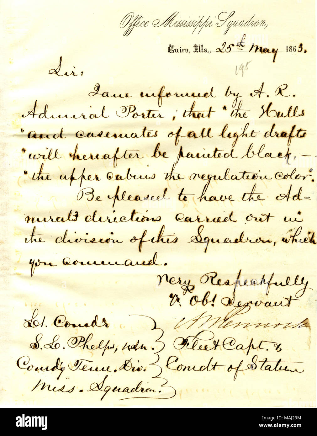 Titre : Lettre de A. M. Pennock, Cairo, Illinois, à Seth Ledyard Phelps, le 25 mai 1863 . 25 mai 1863. Pennock, A.M. Banque D'Images