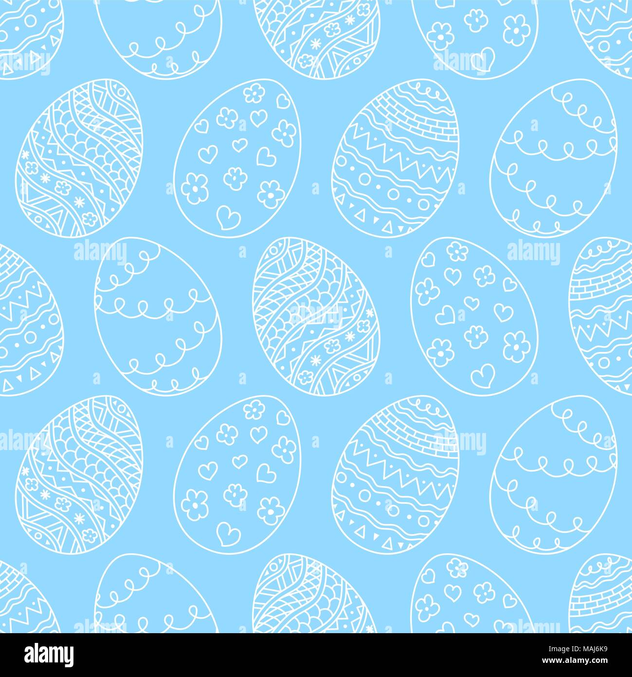 Seamless Vector pattern simple avec des oeufs de pâques. Maison de vacances de Pâques oeufs doodle de fond bleu Illustration de Vecteur